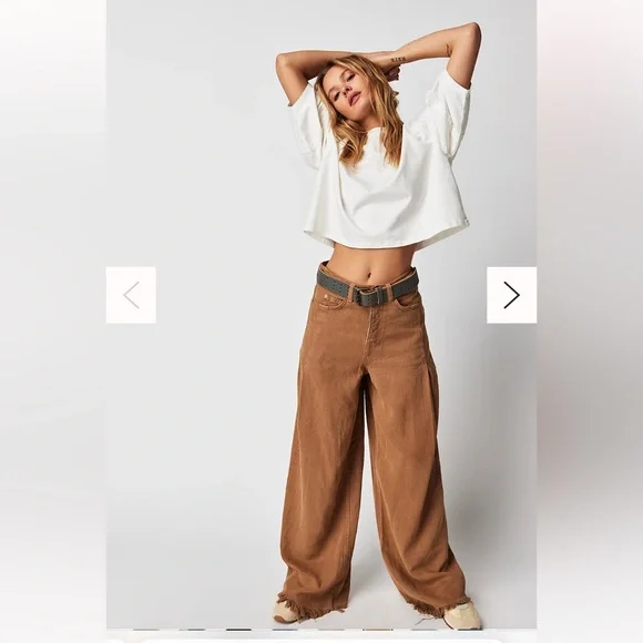 FREE PEOPLE NWT *Sold Out* Old West Slouchy Jeans Wide Leg Tumbleweed Pants - Picture 12 of 13